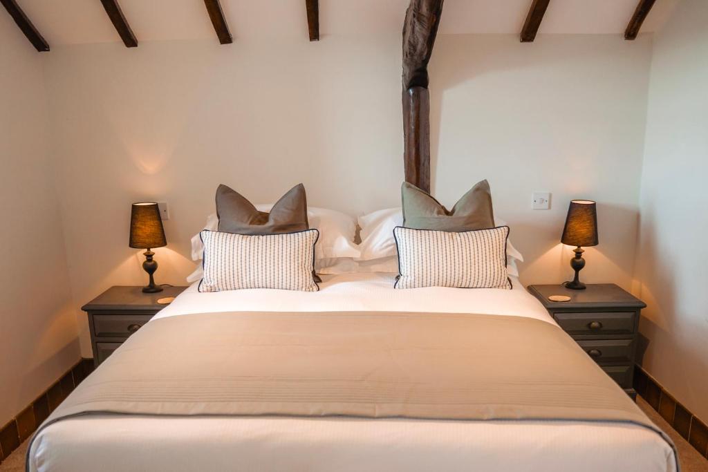 Master bedroom with original ceiling beam